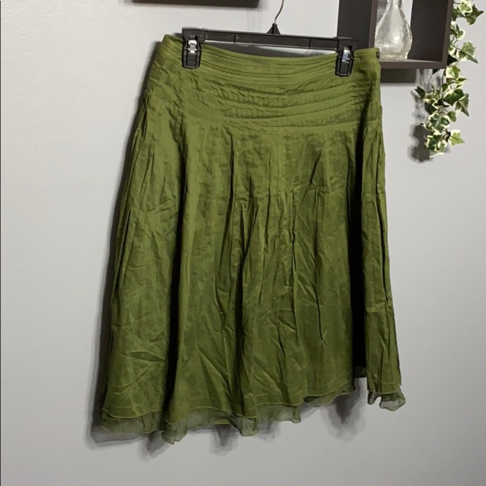 Sundance Pleated Midi Skirt Green sz 6